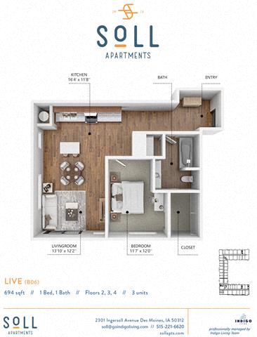 A5 Floor Plan at Soll, Des Moines, IA  