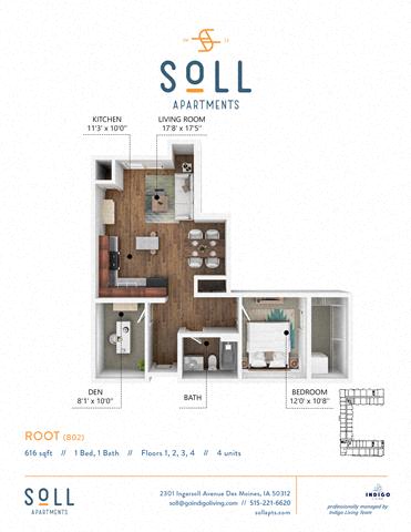 A7 Floor Plan at Soll, Des Moines Iowa   