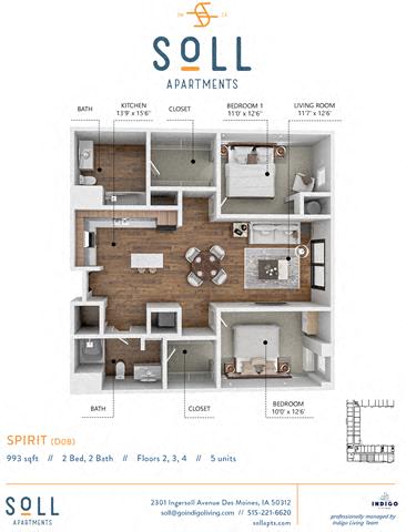 C5 Floor Plan at Soll, Des Moines, IA  