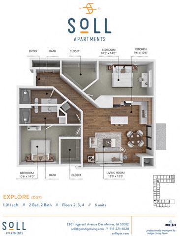 C6 Floor Plan at Soll, Des Moines, 50312  