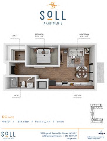 S1 Floor Plan at Soll, Des Moines Iowa   