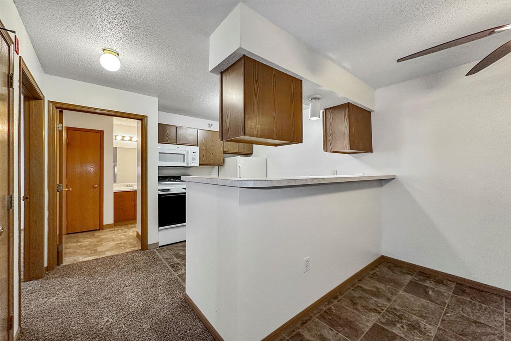 the kitchen is clean and ready for us to use at Somerset Apartments, Des Moines, IA, 50315