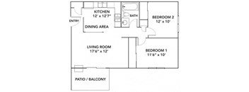 2 bed 1 bath A at Sutton Hill Apartments, Des Moines, IA, 50320