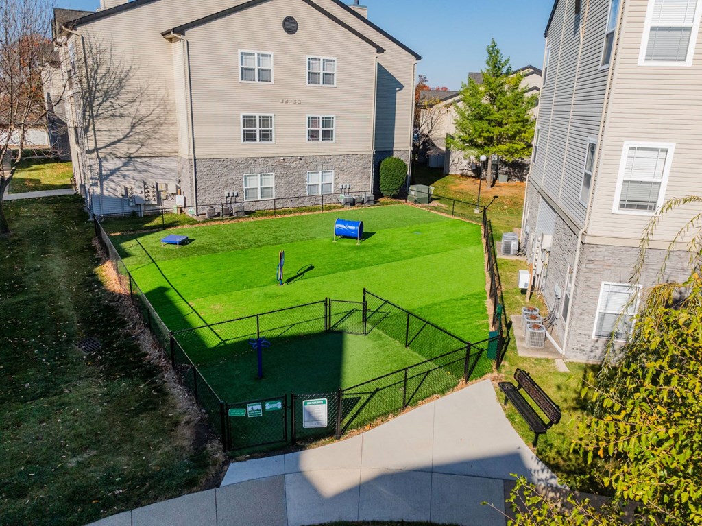 Drone View Of Dog Park at 92West, West Des Moines Iowa  