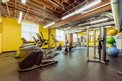 Fitness Center at Spaulding Lofts Apartments, Iowa