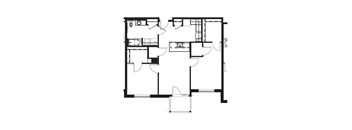 A black and white image of a floor plan of a house.