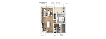 A13 Floor Plan at Linc, Iowa, 50309