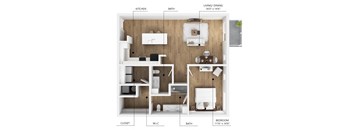 A24 Floor Plan at Linc, Des Moines, IA 50309  