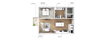 A9HC Floor Plan at Linc, Des Moines, IA  