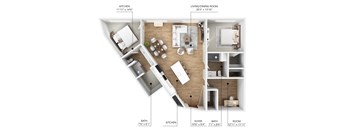 B13 Floor Plan at Linc, Des Moines, 50309  