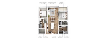 B1 Floor Plan at Linc, Des Moines, 50309  