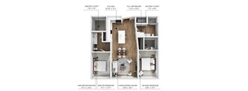 B2 Floor Plan at Linc, Des Moines Iowa   