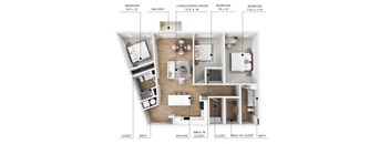C1 Floor Plan at Linc, Des Moines, 50309  