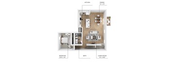 D1 Floor Plan at Linc, Des Moines, IA  