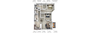 B4 2 bedroom 2 bathroom floor plan at Lake Shore Apartments in Ankeny, Iowa 50021.