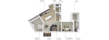 B5 2 bedroom 2 bathroom floor plan at Lake Shore Apartments in Ankeny, Iowa 50021.