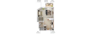 S3 Studio apartment at Lake Shore Apartments in Ankeny, Iowa 50021.
