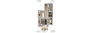 S5 studio floor plan at Lake Shore Apartments in Ankeny, Iowa 50021.