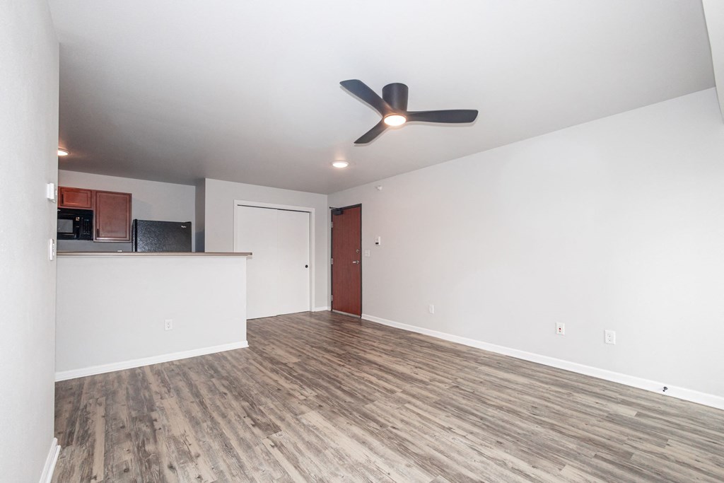 Living room along with kitchen at Meadowlark Place Apartments, Iowa, 50111