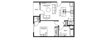 A one bedroom, one bathroom apartment in Des Moines, Iowa at Melbourne Apartments.
