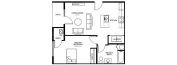 A4 1 bedroom, 1 bathroom home at Melbourne Apartments in Des Moines, Iowa 50320.