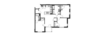 A black and white image of a floor plan of a house.