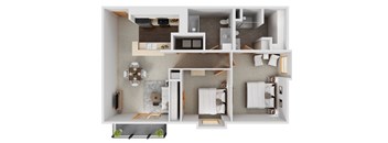 A 3D rendered image of a modern bathroom interior.