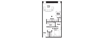 A6 Floor Plan at Riverpoint Lofts, Iowa, 50309