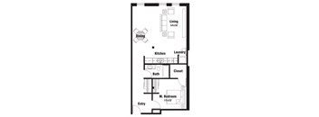 A8 Floor Plan at Riverpoint Lofts, Des Moines Iowa   
