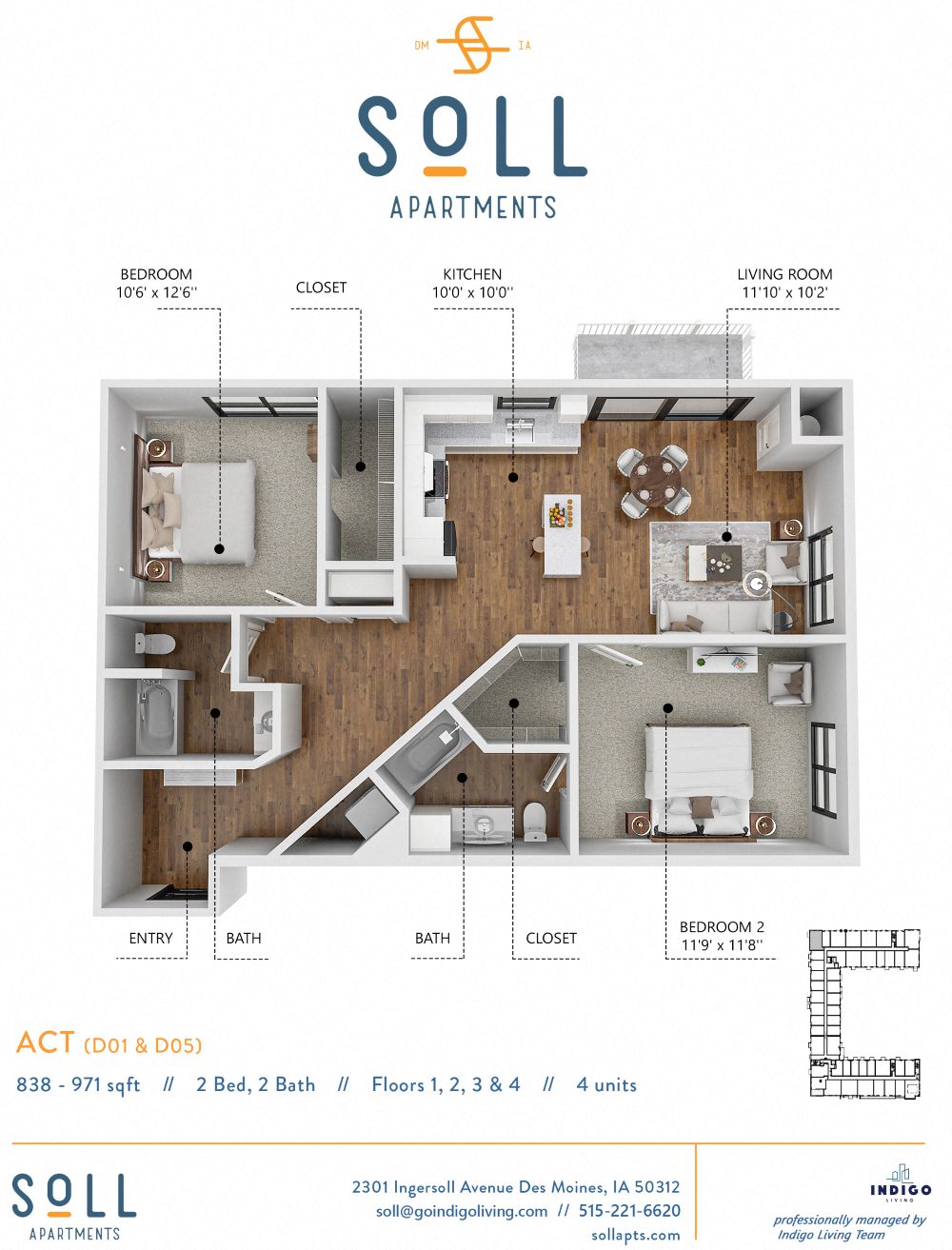 ACT Floor Plan at Soll, Des Moines  