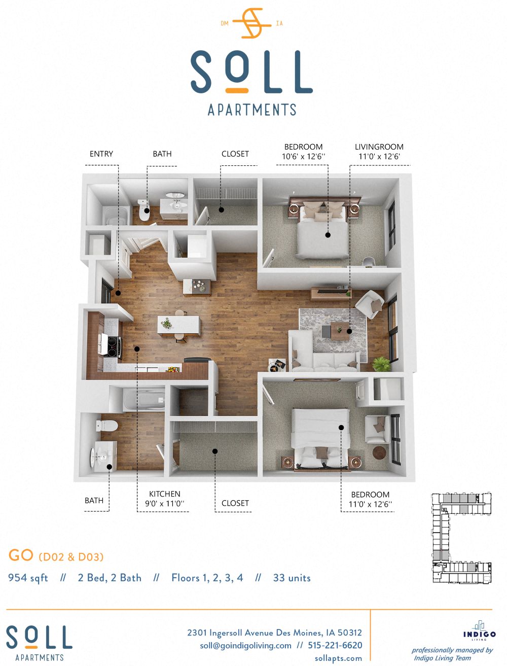 GO Floor Plan at Soll, Des Moines Iowa   