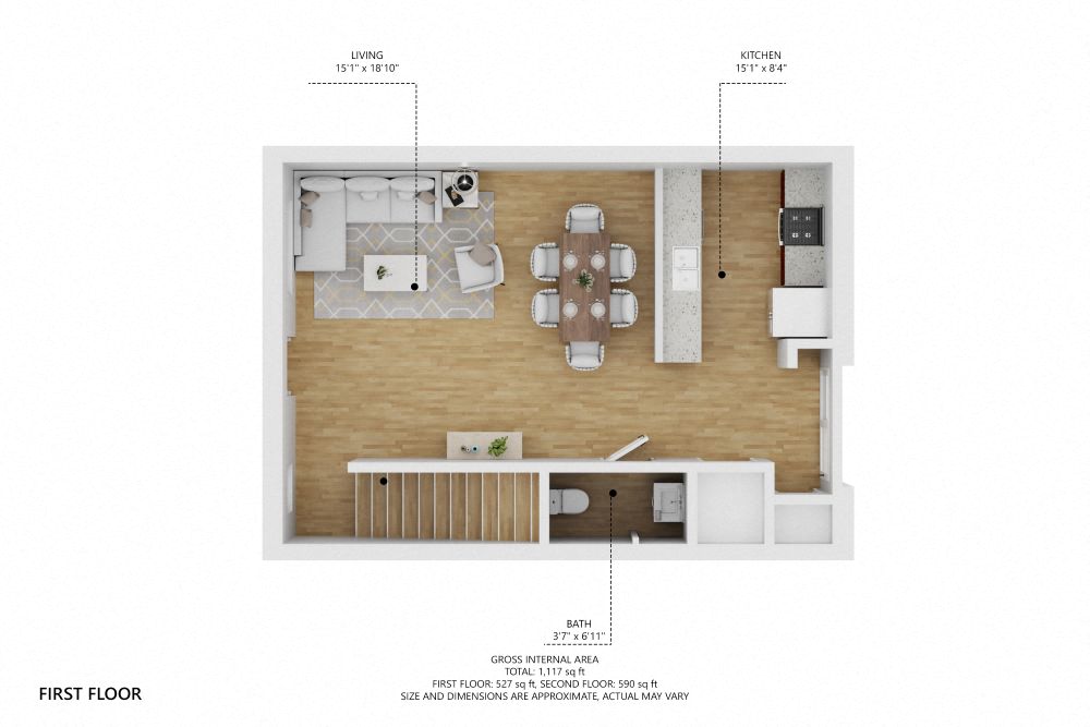 Townhome Floor Plan First Floor at Soll, Iowa   
