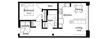 A14 1Bed 1Bath-A at Spaulding Lofts Apartments, Grinnell, Iowa