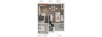The A1 floor plan at Stonegate Crossing in Clive, Iowa with 1 bedroom and 1 bathroom.
