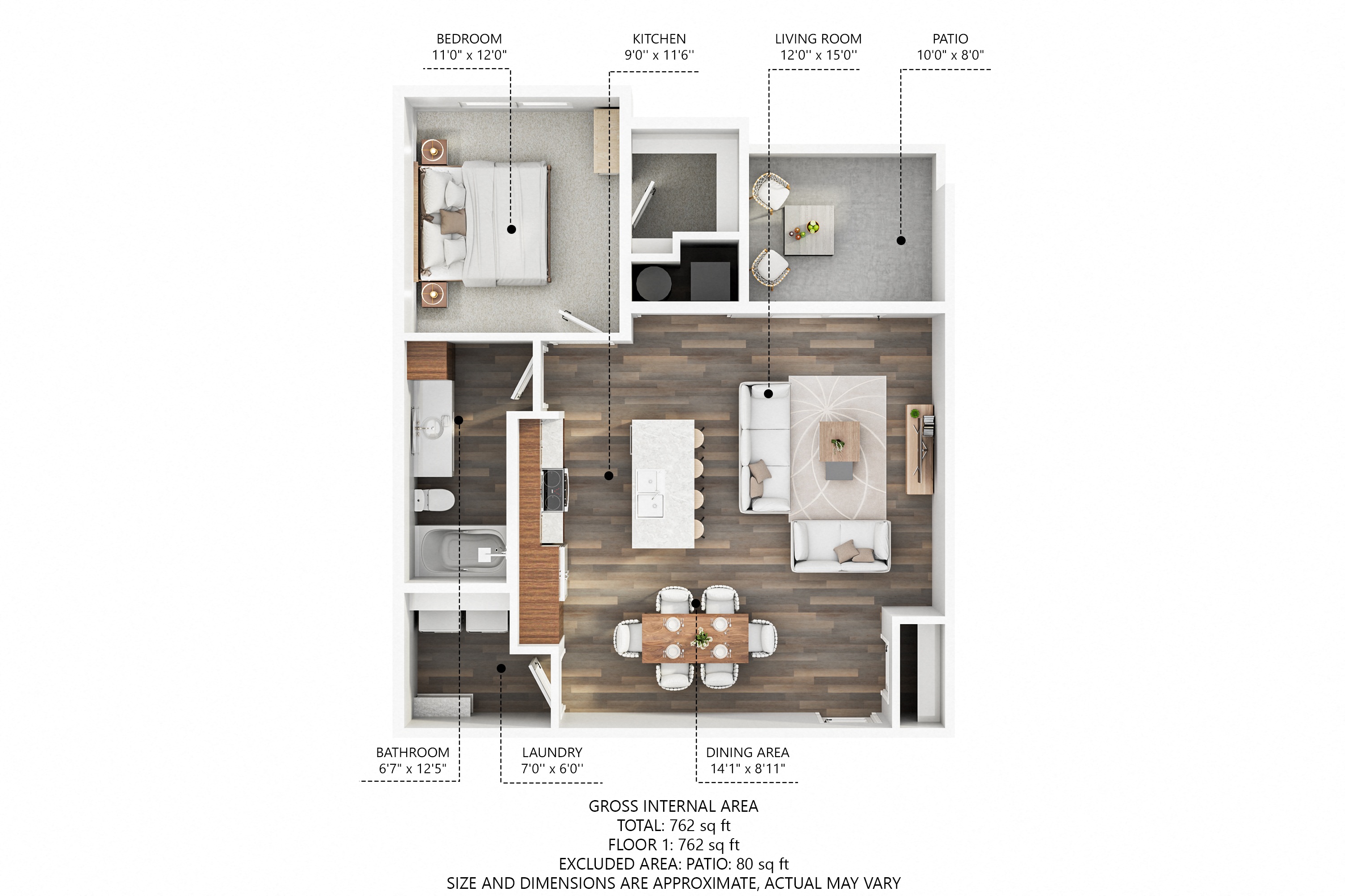 1 bed 1 bath B at Stonegate Crossing Apartments, Clive, IA, 50325
