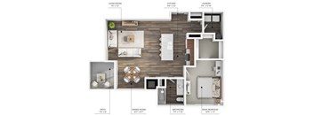 The A4 floor plan at Stonegate Crossing in Clive, Iowa with 1 bedroom and 1 bathroom.