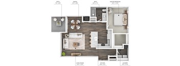 The A5 floor plan at Stonegate Crossing in Clive, Iowa with 1 bedroom and 1 bathroom.