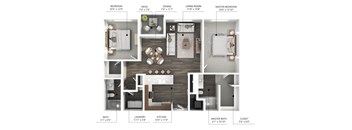 The B1 floor plan at Stonegate Crossing in Clive, Iowa with 2 bedrooms and 2 bathrooms.
