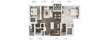The B3 floor plan at Stonegate Crossing in Clive, Iowa with 2 bedrooms and 2 bathrooms.