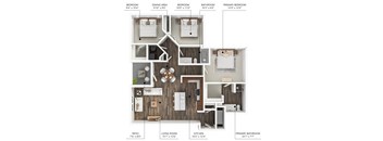 The C1 Renovated floor plan at Stonegate Crossing in Clive, Iowa with 3 bedrooms and 2 bathrooms.