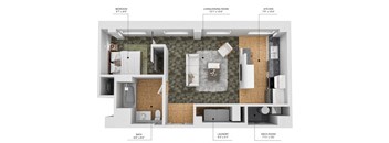 A3 1Bed 1Bath at The Des Moines Building Apartments, Des Moines, IA