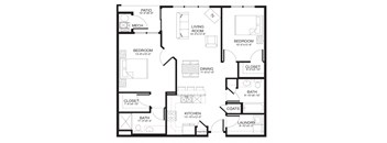 A black and white image of a house floor plan.