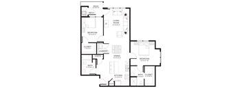 A black and white image of a house floor plan.