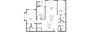 A black and white image of a house floor plan.