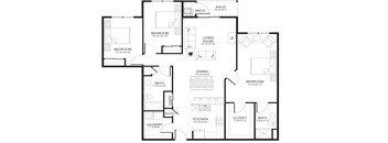 A black and white image of a floor plan for a house.