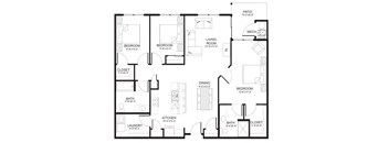 A black and white image of a floor plan for a house.