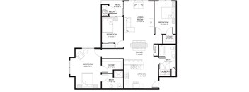 A black and white image of a house floor plan.