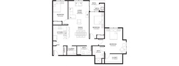 A black and white floor plan of a house with labeled rooms.