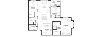 A black and white image of a house floor plan.