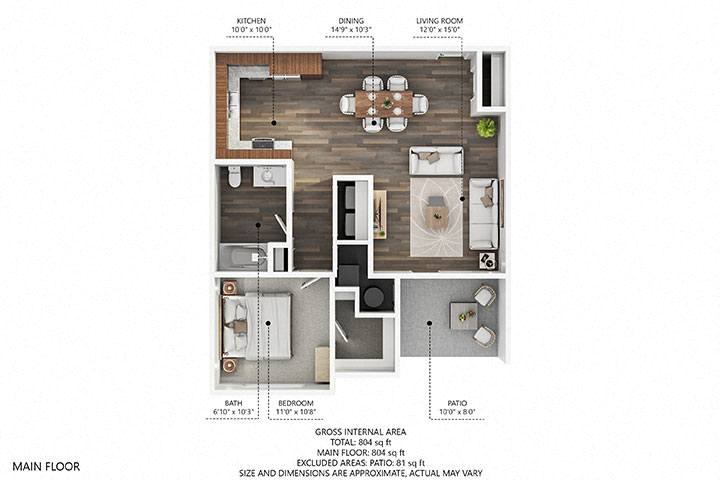 1 bedroom 1 bathroom C at Stonegate Crossing Apartments, IOWA, 50325
